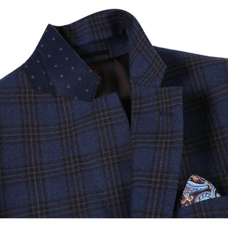 Blue Black Classic Fit Wool Sport Coat