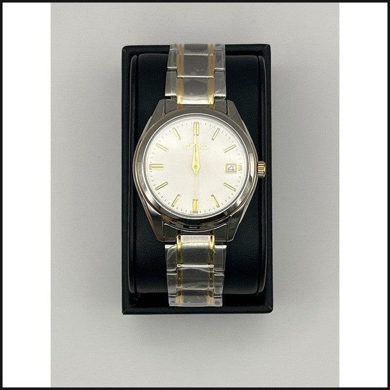 Gents two tone white sapphire crystal watch