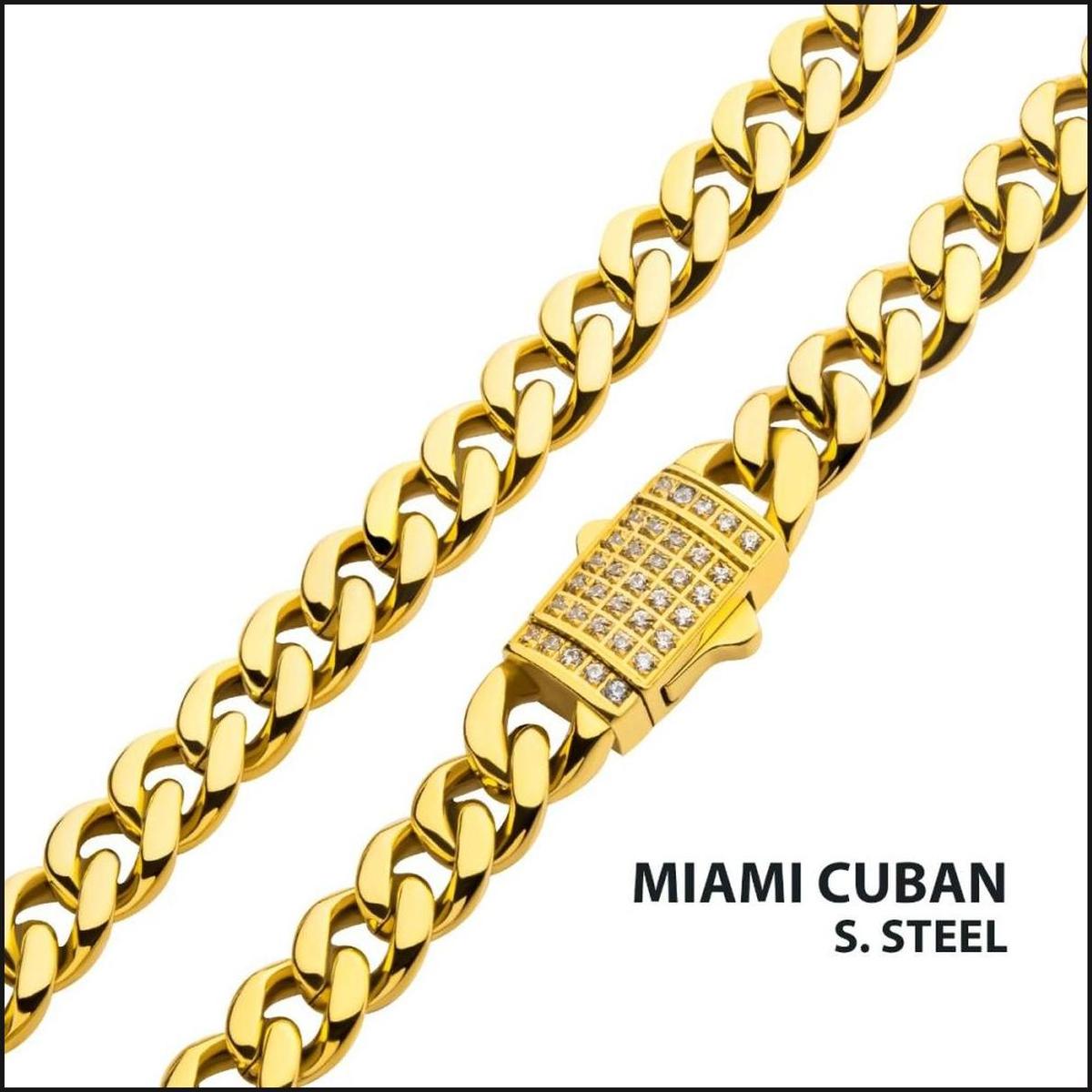 6mm 18Kt Gold IP Miami Cuban Chain Necklace with CNC Precision Set CZ Double Tab Box Clasp-Necklace-That Guy's Secret