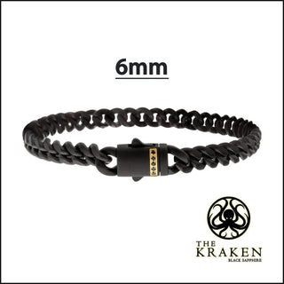 6mm Black IP Steel Miami Cuban Chain Bracelet with Black Sapphire