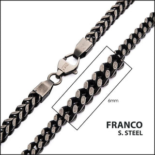 6mm Oxidized Steel Franco Chain Necklace