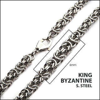 6mm Steel King Byzantine Chain Necklace