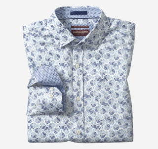 Logan Printed Long-Sleeve Shirt in Gray/Blue Medallion Disc