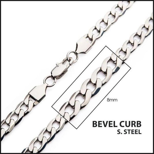 8mm Steel Bevel Curb Chain Necklace-That Guy's Secret