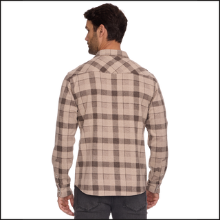 Altoona LS Western Hero Knit Flannel - Taupe/Brown