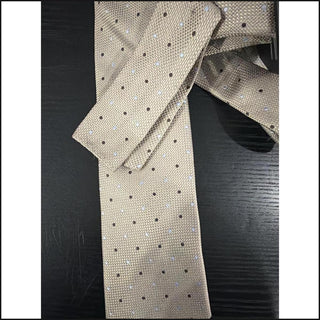 Tan with Brown and Light Blue Dots tie and pocket square set
