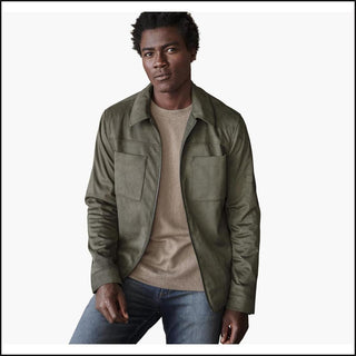 Bardwell Full-Zip Jacket - Moss Faux Suede - That Guy's Secret