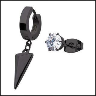 Black Huggie SPK/Studs Cubic Zurconia Mix and Match Duo-bracelet-That Guy's Secret