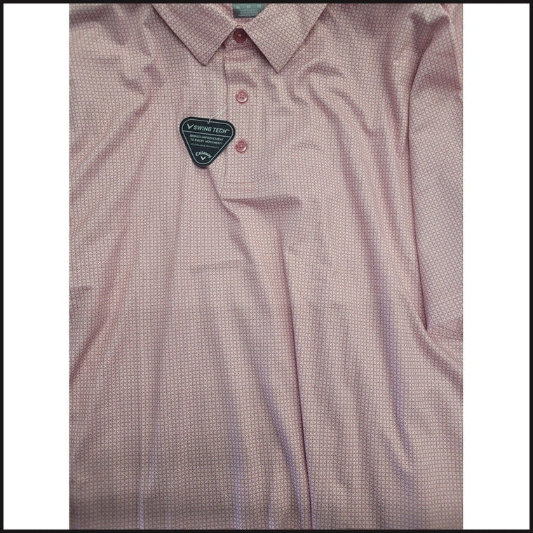 Chevron Foulard Print Golf Polo in Rapture Rose-Polo Shirt-That Guy's Secret