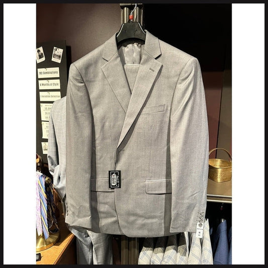 Classic Fit 2-Button Suit (Solid Grey) - That Guy's Secret
