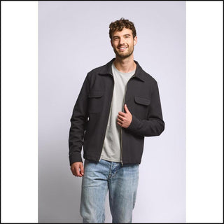 Easy Mondays Diagonal Zip Up Jacket in Black, front