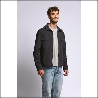 Easy Mondays Diagonal Zip Up Jacket in Black, side