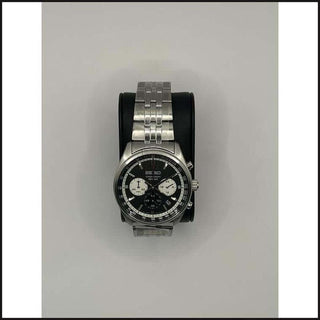 Gents silver tone chronograph black-white dial watch-Watch-That Guy's Secret