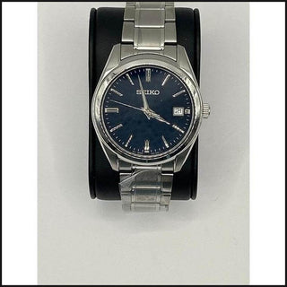 Gents silver tone with blue face watch-Watch-That Guy's Secret