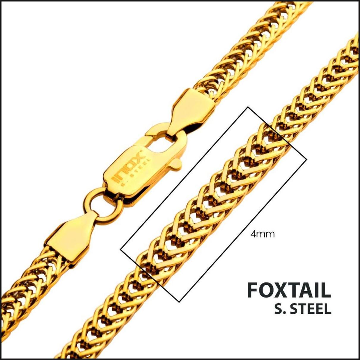 Gold Ion Plated18K Fox Tail Chain 4 MM X 20 Inches-Necklace-That Guy's Secret