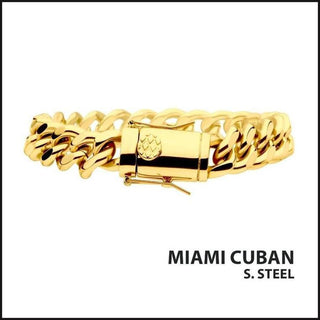 Gold Plated Miami Cuban Chain 12 MM X 8 Inches-bracelet-That Guy's Secret