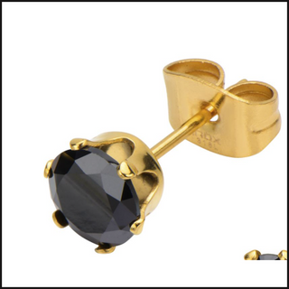 Gold W Black Cubic Zurconia Studs 8 MM-bracelet-That Guy's Secret