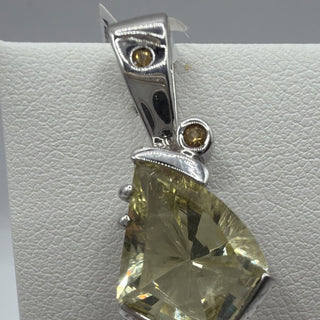 Sterling silver fancy-cut lemon quartz pendant with citrine accents