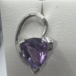 Sterling silver trillion amethyst swirl pendant