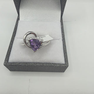 Sterling silver trillion amethyst swirl ring