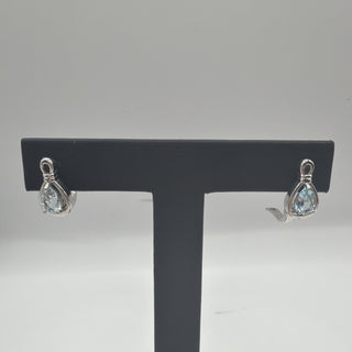 Sterling silver pear-cut blue topaz teardrop earrings