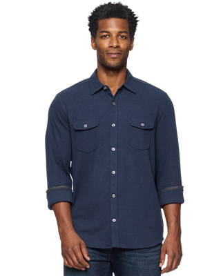 Hero Solid Twill Knit Flannel Shirt - Navy
