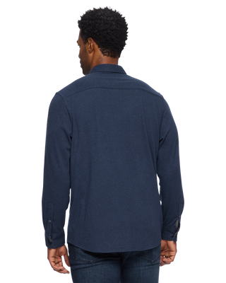 Hero Solid Twill Knit Flannel Shirt - Navy