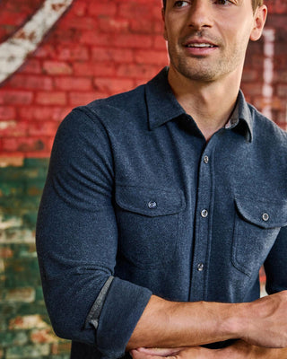 Hero Solid Twill Knit Flannel Shirt - Navy