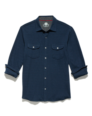 Hero Solid Twill Knit Flannel Shirt - Navy