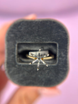 14 K Yellow Gold with Platinum Head Solitaire Ring Mounting