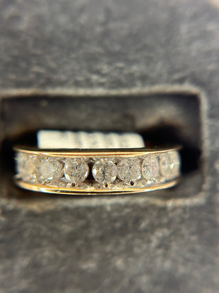 10K Yellow Gold 1ctw Diamond Channel Band