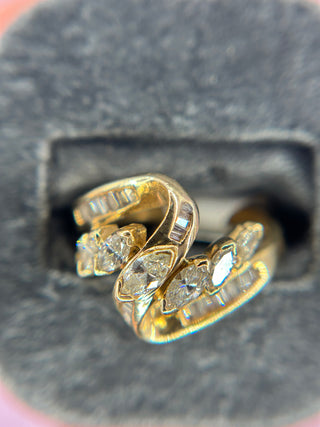 14K Yellow Gold 1ctw Marque and Baguet Cut Diamonds