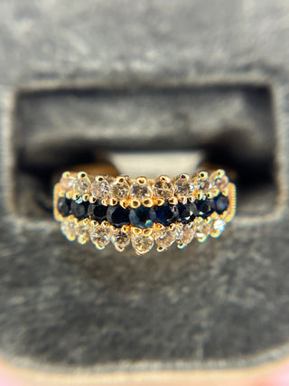 14K Yellow Gold Sapphire and Diamond Trellis Ring