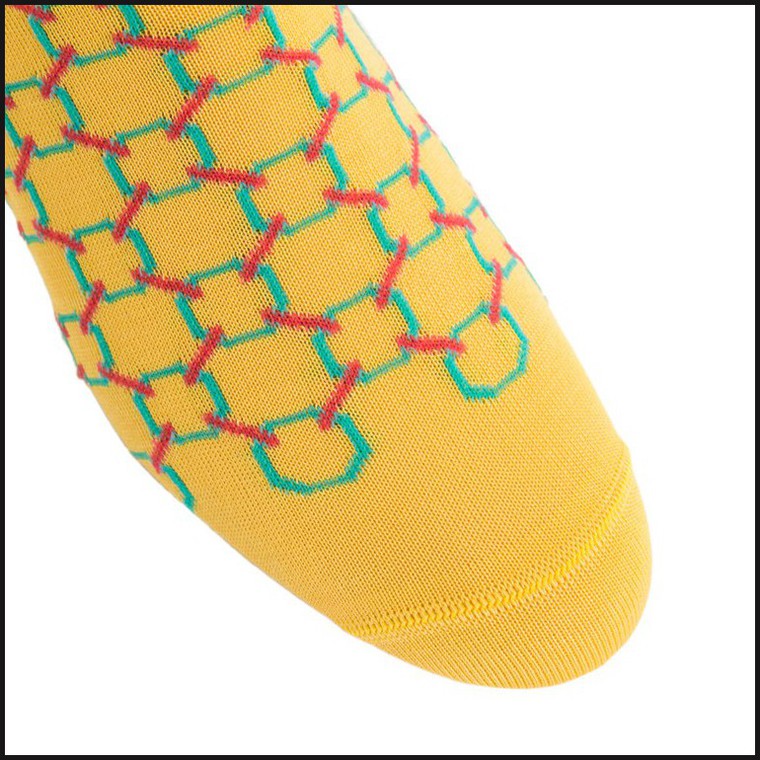 Yolk with Ceramic and Coral Circles Cotton Sock LInked Toe Mid-Calf