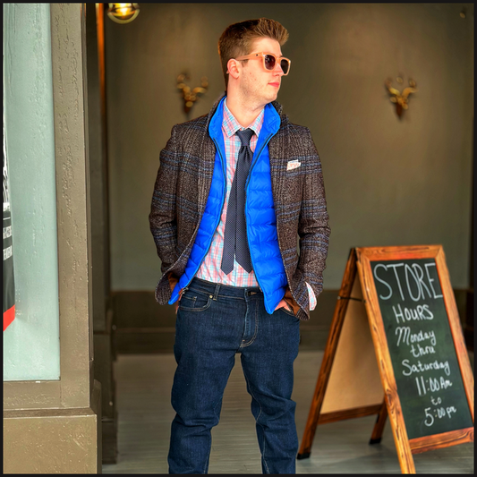 Brown/Navy Brushed Plaid Sportcoat