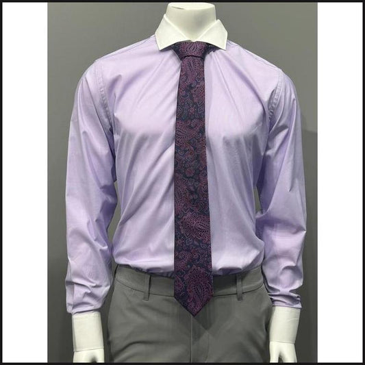 Lavender Twill White Collar Dress Shirt-Dress Shirt-That Guy's Secret