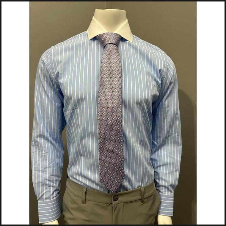 Light Blue & Pink White collar dress shirt-Dress Shirt-That Guy's Secret