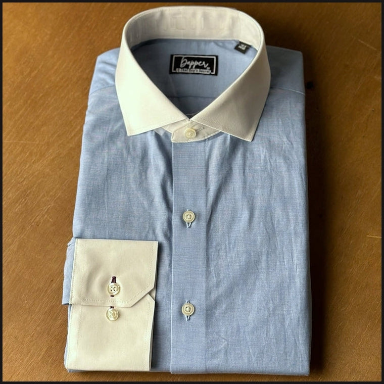 Linen blend Dress Shirt with Contrast Collar - That Guy's Secret