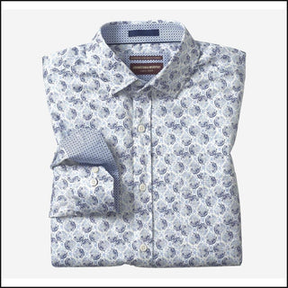 Logan Printed Long-Sleeve Shirt in Gray/Blue Medallion Disc