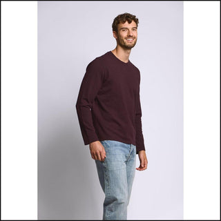 Easy Mondays Long Sleeve Slub Crew Neck in Oxblood, front
