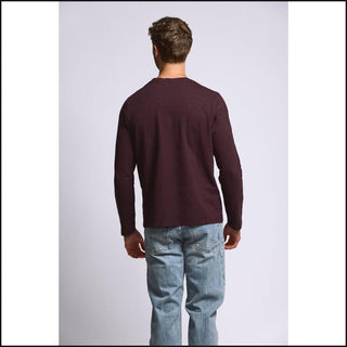 Easy Mondays Long Sleeve Slub Crew Neck in Oxblood, side