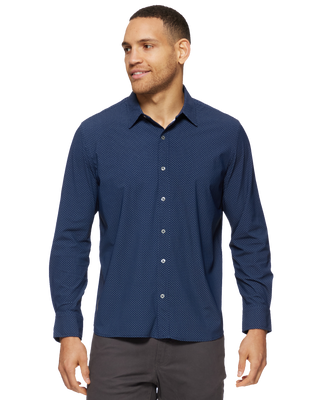 Loretto LS Dot Print Journey Shirt - Navy