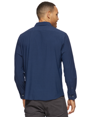 Loretto LS Dot Print Journey Shirt - Navy