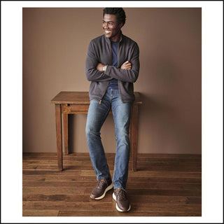 Marled Sweater Full-Zip - Navy/Brown - That Guy's Secret