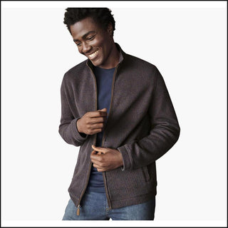 Marled Sweater Full-Zip - Navy/Brown - That Guy's Secret