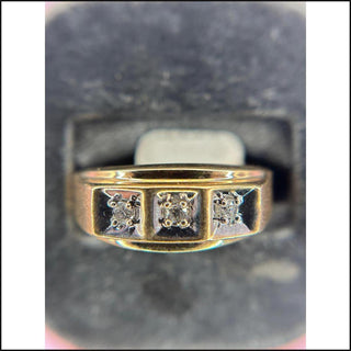 Men's 14K Yellow Gold 3 Stone Diamond Ring-Ring-That Guy's Secret