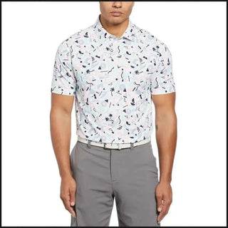 Men's Abstract Florida Novelty Print Golf Polo-Polo Shirt-That Guy's Secret