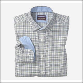 Ovation Non-Iron Dress Shirt - Green/Navy Houndstooth - That Guy's Secret