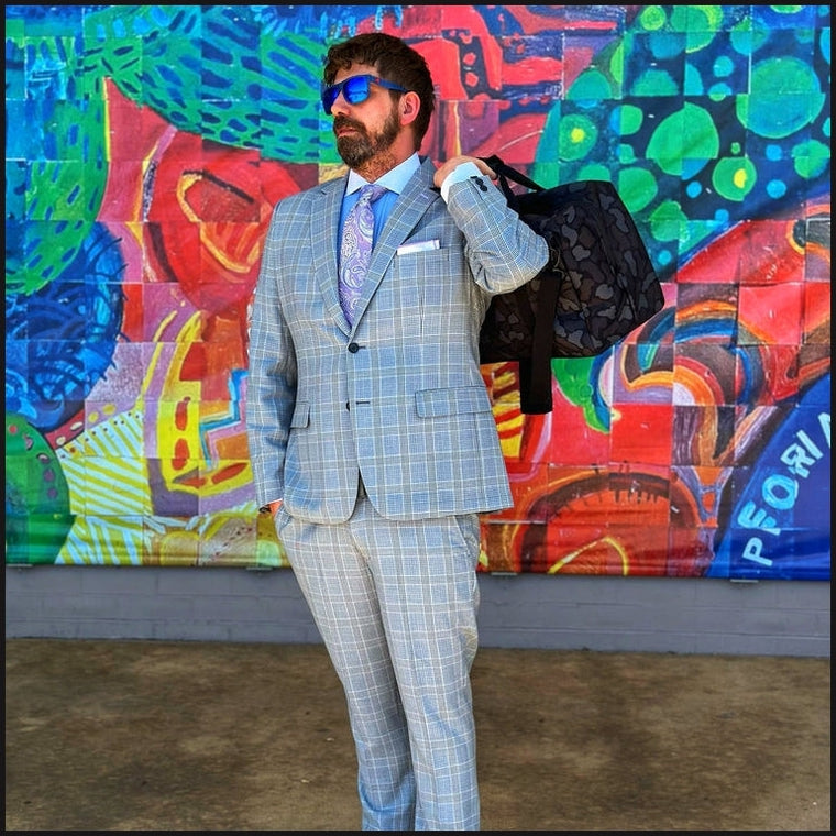 Powder Blue Stacked Plaid Suit-Suits-That Guy's Secret