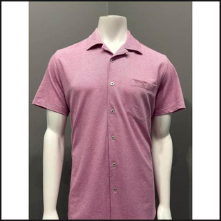 Punch Pink Pique Knit-Short Sleeve Button Down-That Guy's Secret